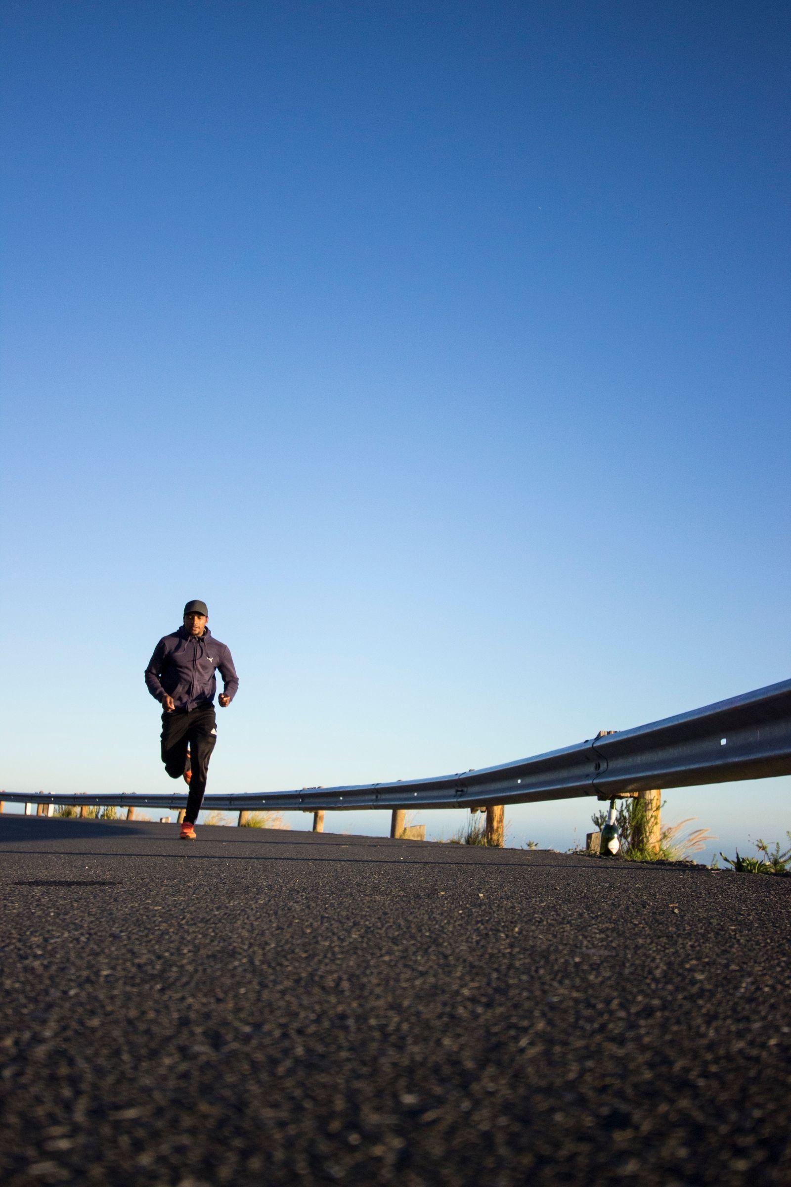 A runner on an outdoor track