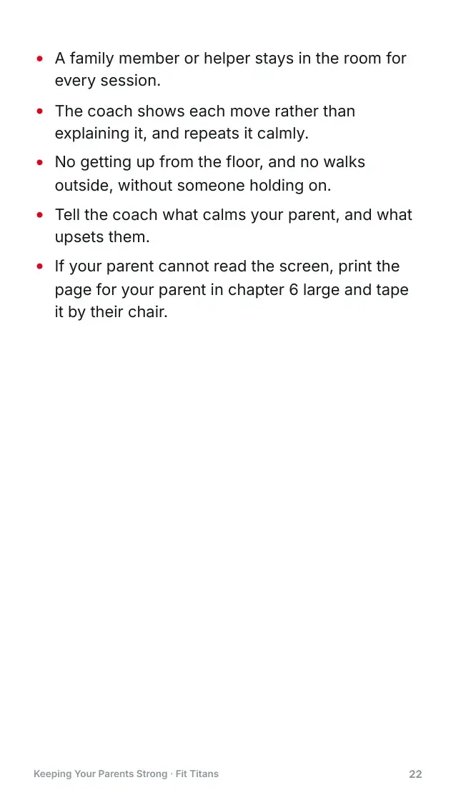 A page from the guide: the five-line brief for the coach